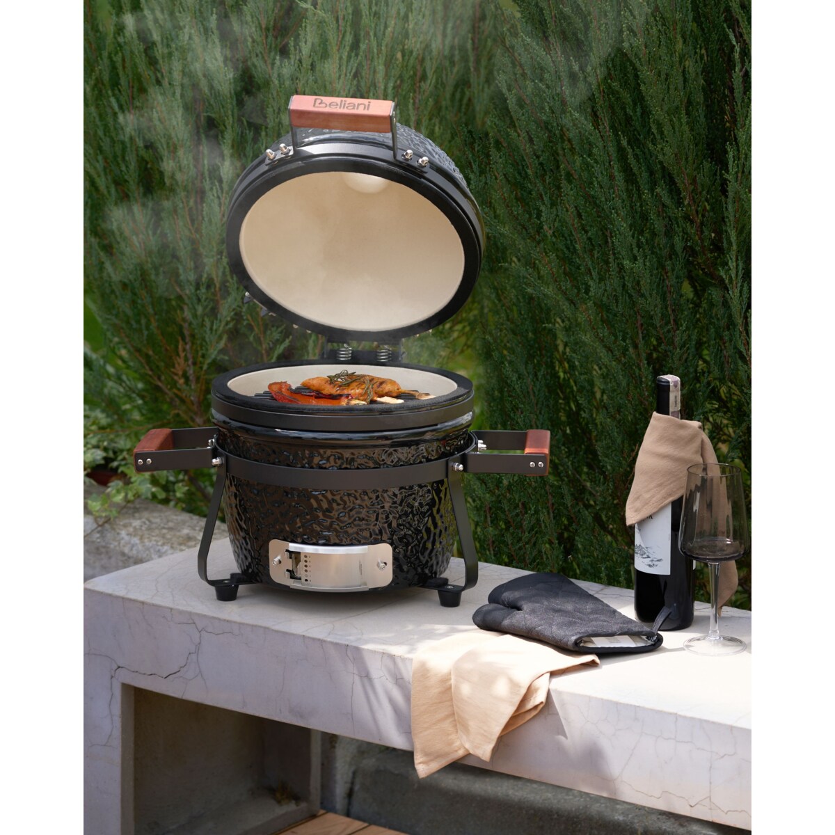 Mini grill węglowy KAMADO Ceramika Czarny
