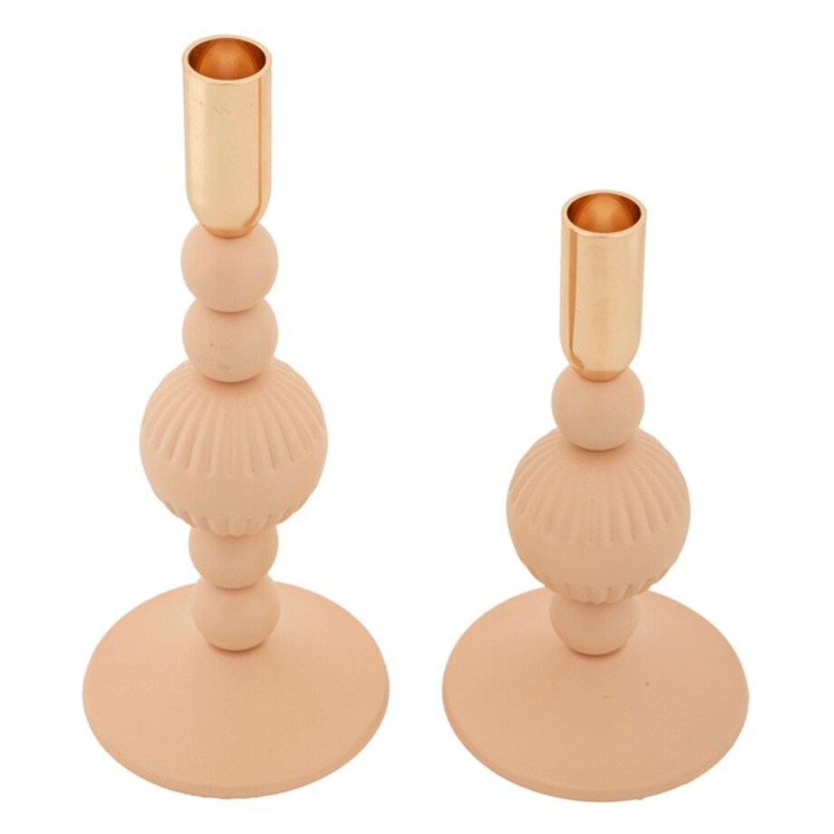 Świeczniki metalowe 2 szt. 25,5/20x10 cm CALLARA jasnoróżowe kule