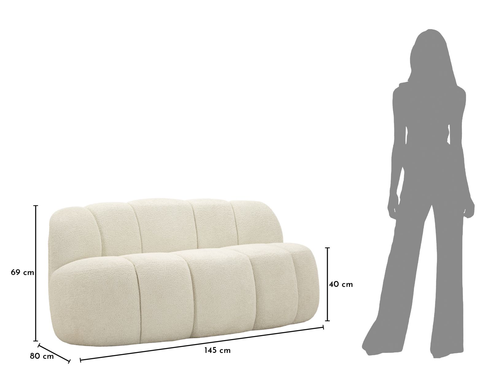 Sofa Ball, kolor biały, poliester i sklejka, 145 x 80 x 69 cm, do salonu, Mauro Ferretti