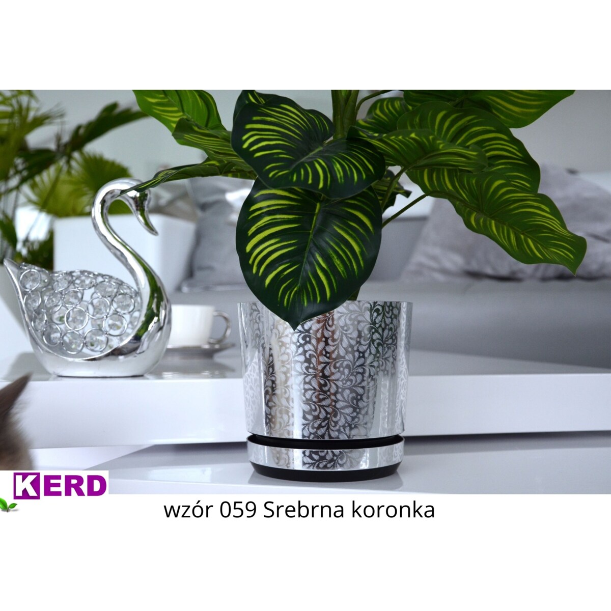 14 cm piękny wzór SREBRNA KORONKA kobieca motyw artystyczny elegancki glamour ekskluzywna wyrafinowana