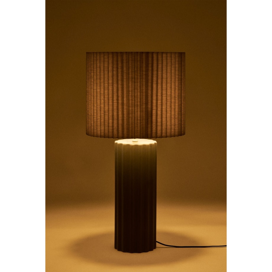 Lampa stołowa z ceramiki i tkaniny Marvila 60 cm wojskowa zieleń