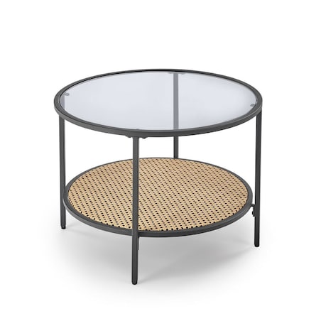 STOLIK KAWOWY Bahama SZKLANY BLAT okrągły dymiony/naturalny