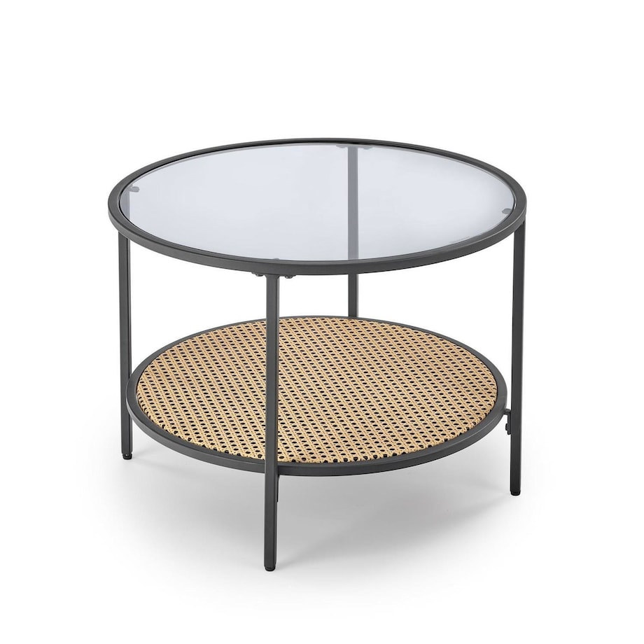 STOLIK KAWOWY Bahama SZKLANY BLAT okrągły dymiony/naturalny