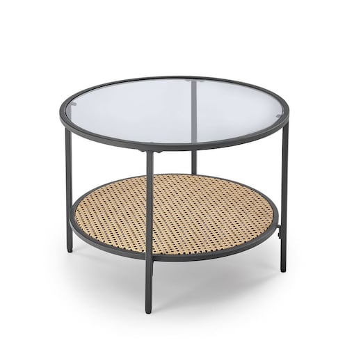 STOLIK KAWOWY Bahama SZKLANY BLAT okrągły dymiony/naturalny