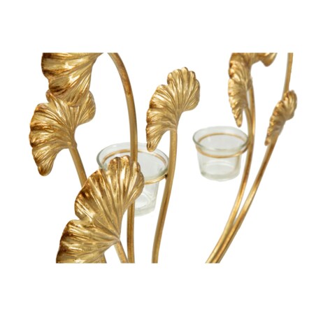 Świecznik dekoracyjny Glam Iris, 50 x 12 x 55 cm, świecznik na świecę, złoty, czarny, żelazo, szkło, Mauro Ferretti