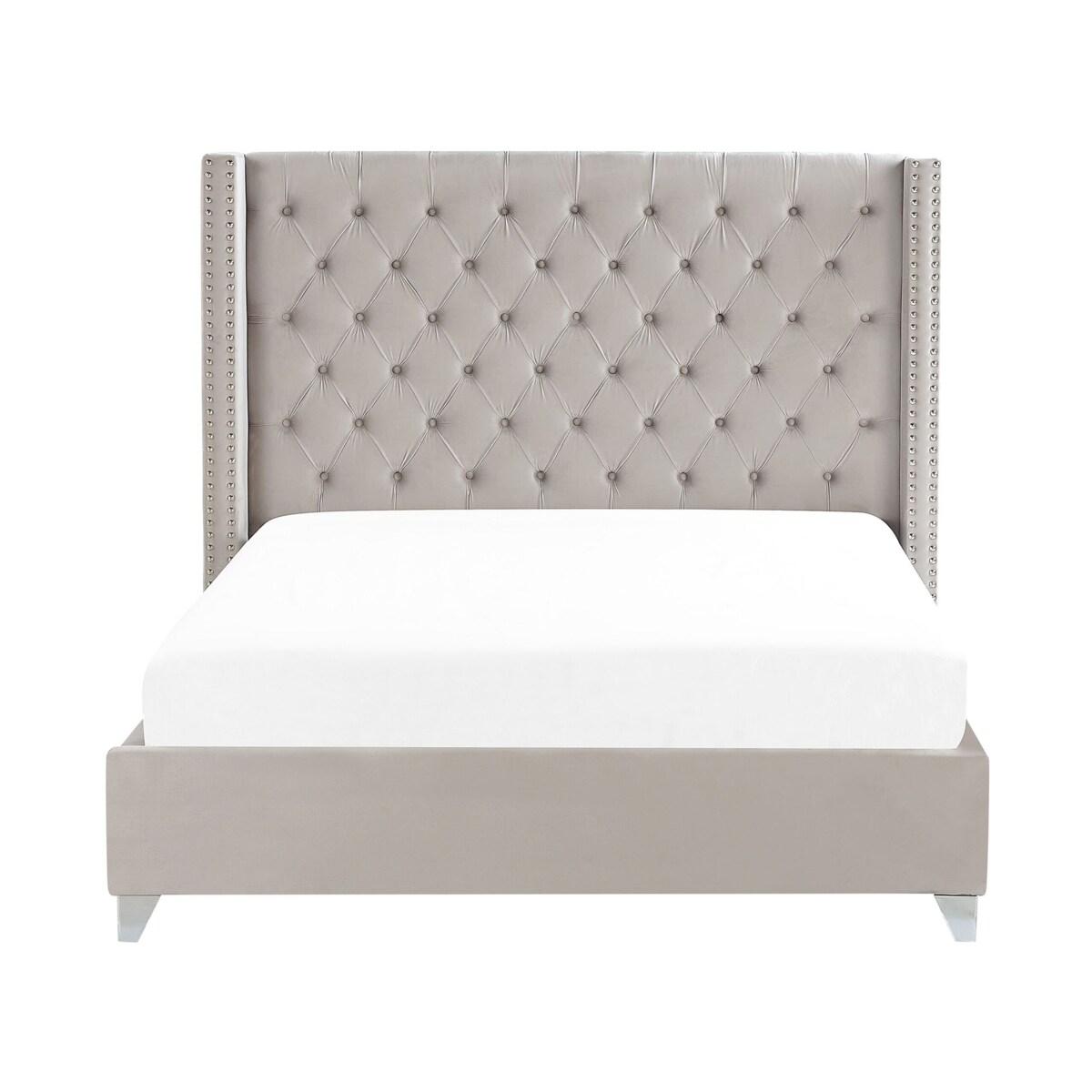 Łóżko welurowe 180 x 200 cm jasnoszare LUBBON