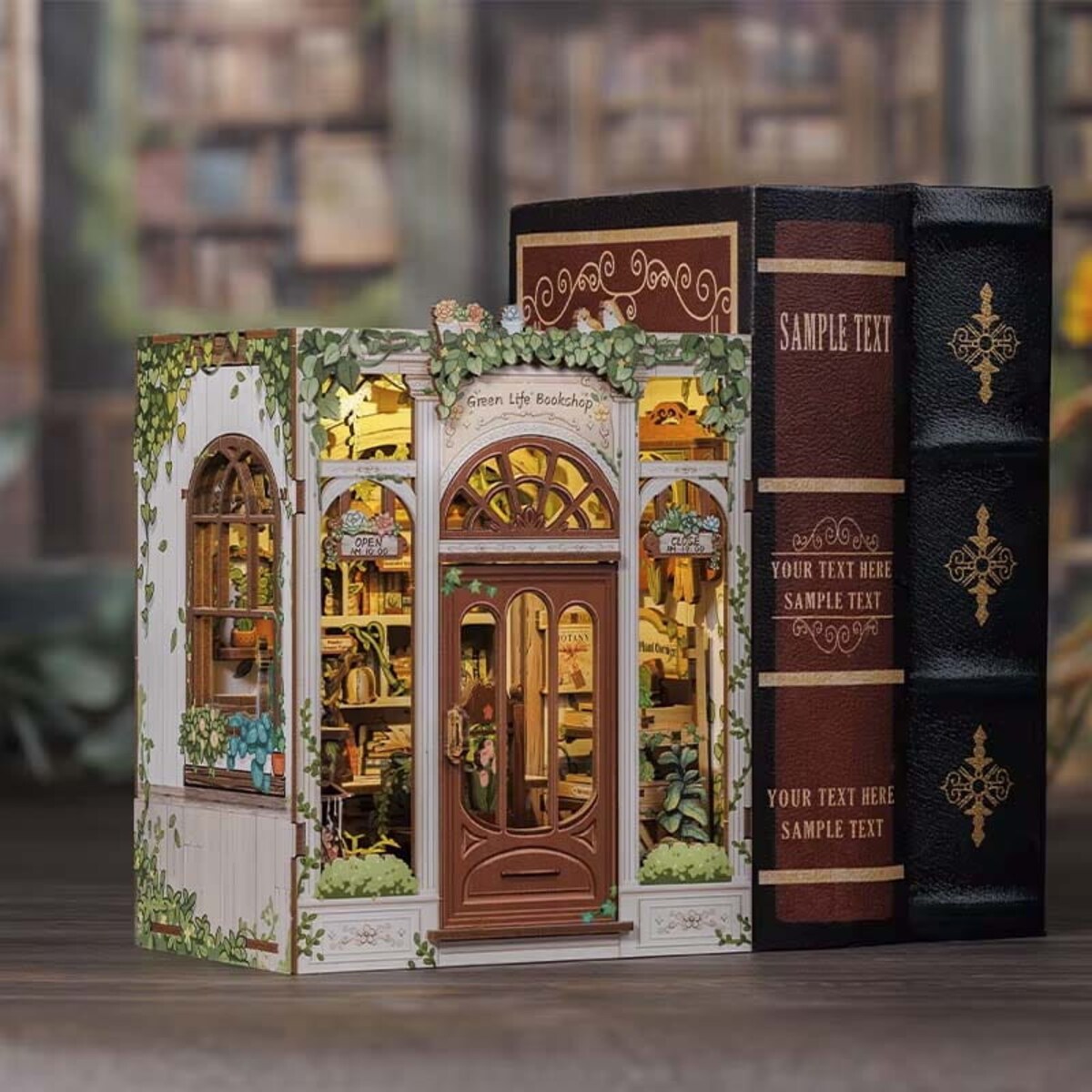 Miniaturowy domek mini Book Nook - Antykwariat pod zielonym bluszczem - CuteBee