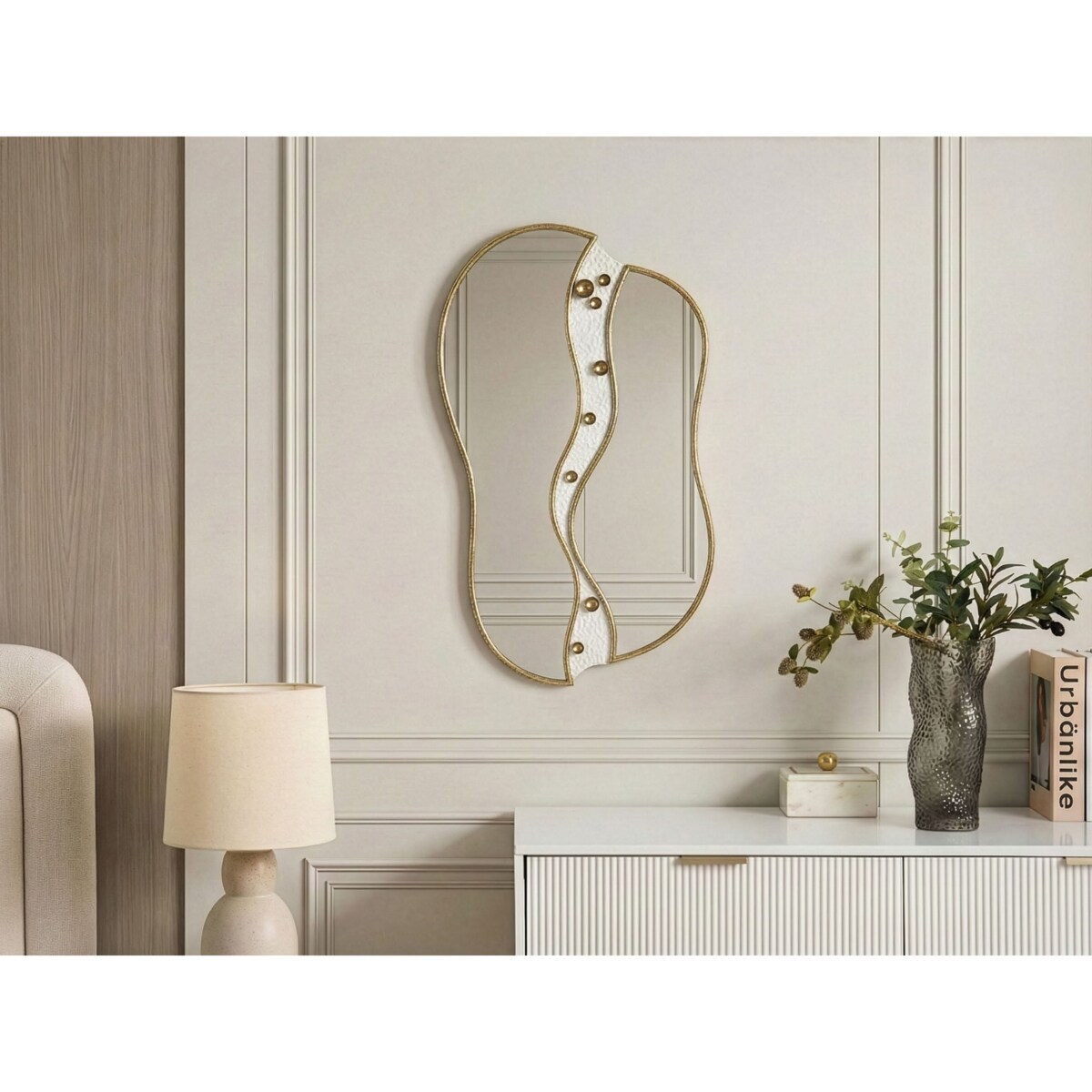Lustro ścienne TAWLEY 45 cm 76 cm Metal Złoty