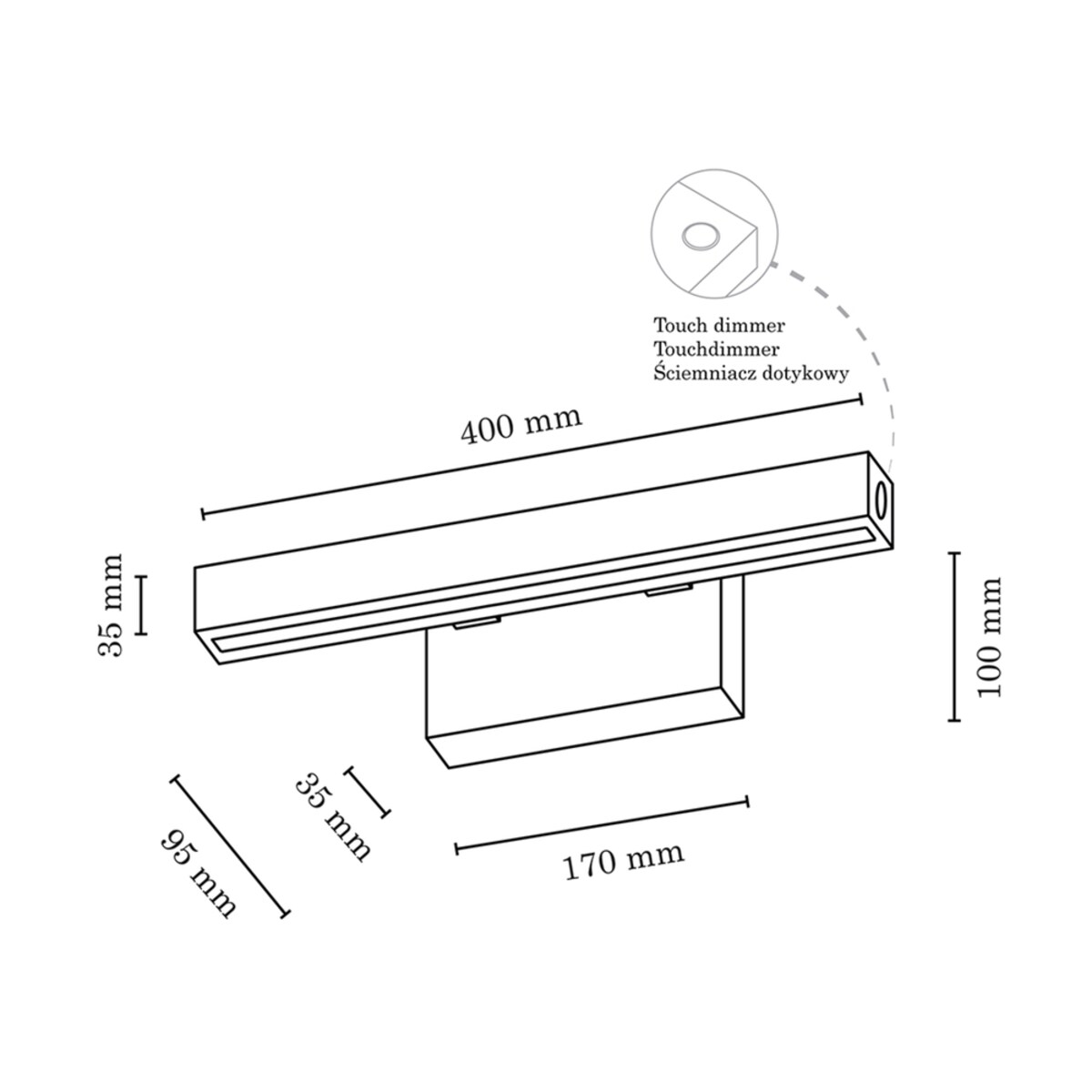 Drewniany Kinkiet BRITOP Lighting 1xLED 5.3W Naturalna Brzoza FSC, Ściemniacz Dotykowy, Polski Producent, 1 szt.