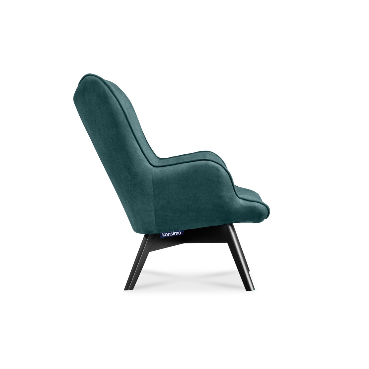 KONSIMO GLORI Fotel relaksacyjny welurowy z pikowaniem jasny szary niebieski