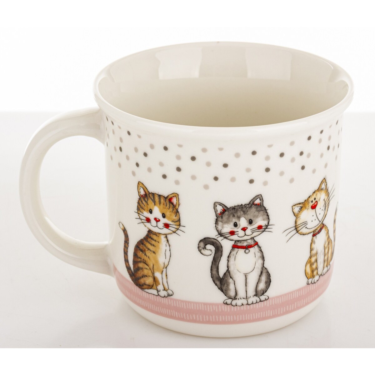 Kubek porcelanowy 400 ml 3 koty 9x13x9,5 cm GATTINI-4 nakrapiany