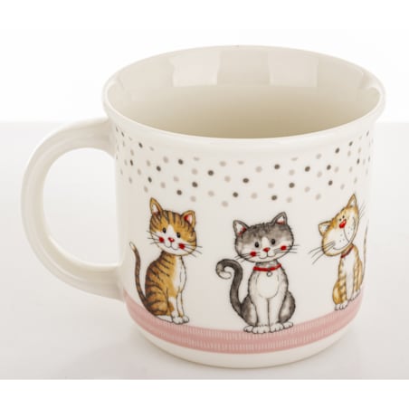 Kubek porcelanowy 400 ml 3 koty 9x13x9,5 cm GATTINI-4 nakrapiany