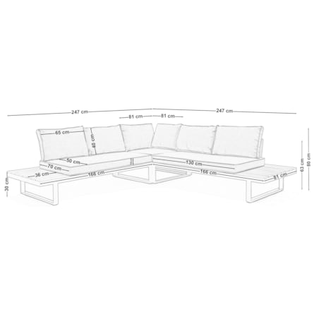 Meble ogrodowe narożnik nowoczesny aluminium MALE biały