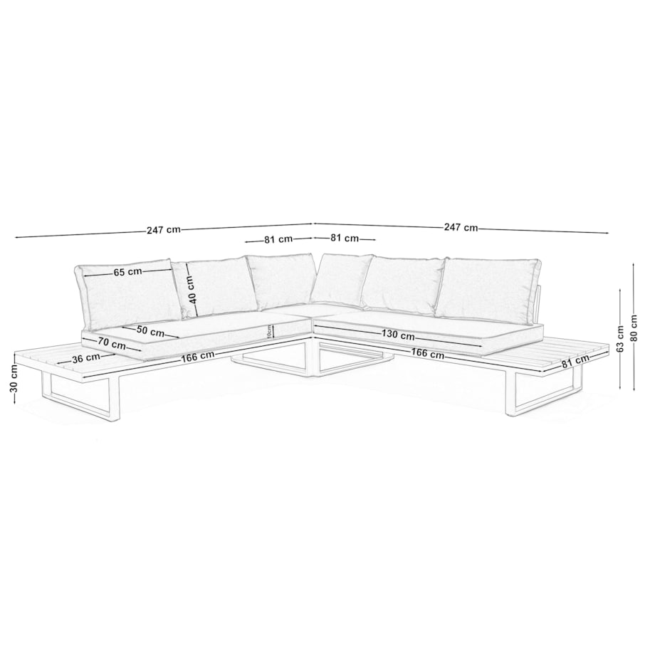 Meble ogrodowe narożnik nowoczesny aluminium MALE biały