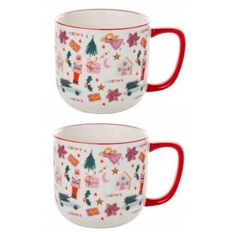 ŚWIĄTECZNY KUBEK 2szt wzorek na prezent KAWĘ HERBATĘ 350 ml kakao napoje