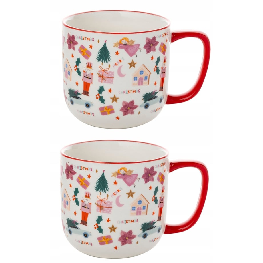 ŚWIĄTECZNY KUBEK 2szt wzorek na prezent KAWĘ HERBATĘ 350 ml kakao napoje