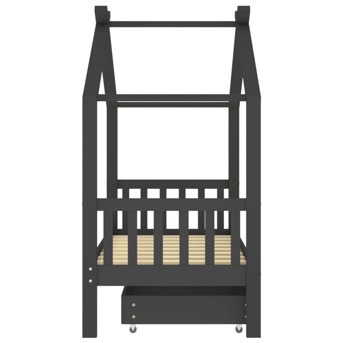 vidaXL Łóżko dziecięce z szufladą, ciemnoszare, lita sosna, 80x160 cm