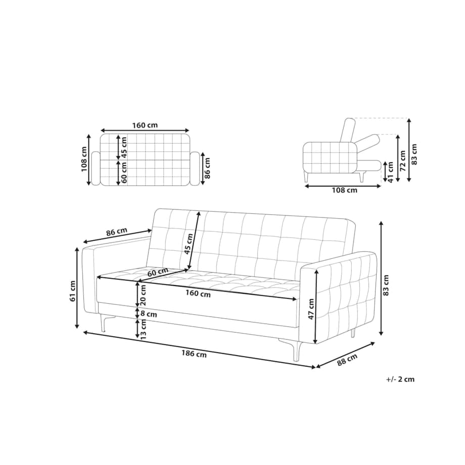 Sofa rozkładana welurowa różowa ABERDEEN