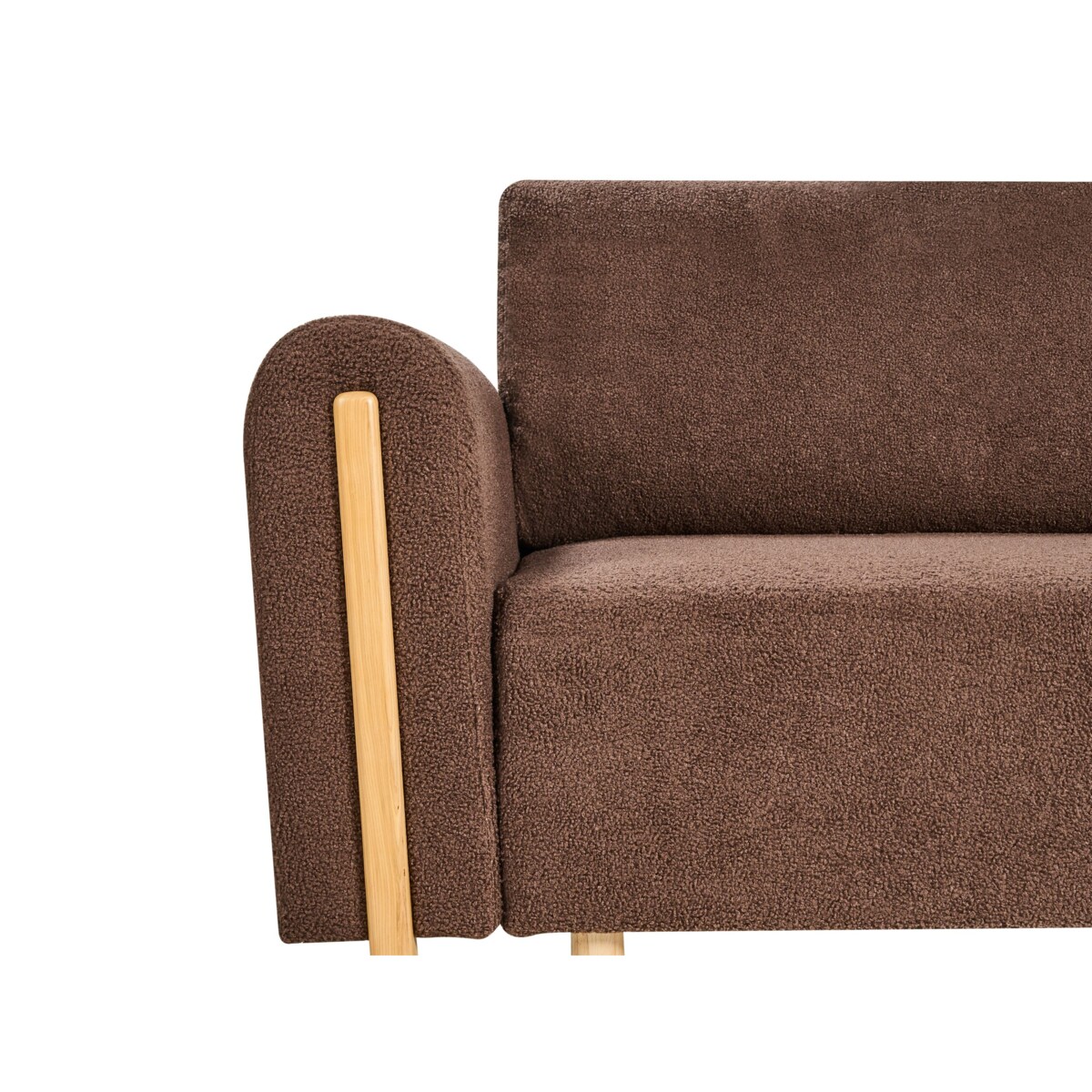 Sofa rozkładana dla 3 osób KVAM Boucle Brązowy ze schowkiem