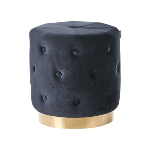 Puf CARROLLTON Welur Czarny 40 cm 40 cm 41 cm