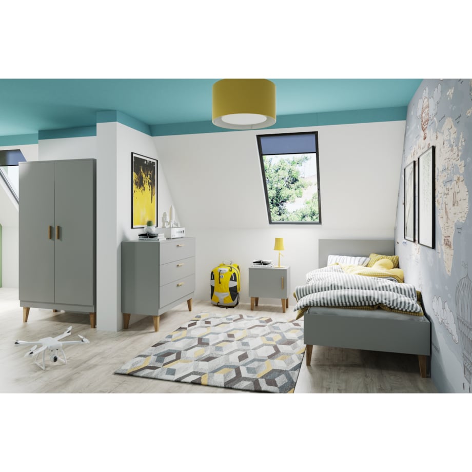 Łóżko kubi szare bez szuflady bez materaca 180/80