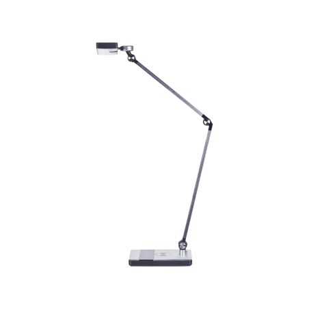 Lampa biurkowa LED metalowa z ładowarką indukcyjną srebrna LACERTA