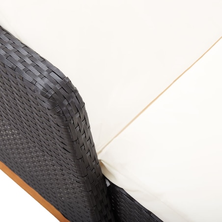 vidaXL Leżak, polirattan i lite drewno akacjowe, czarny