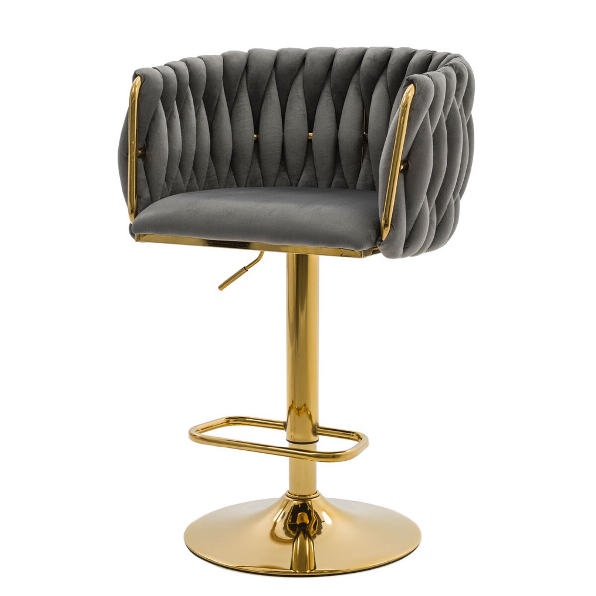 Hoker do kuchni krzesło regulowane do jadalni plecione oparcie ROSA GOLD