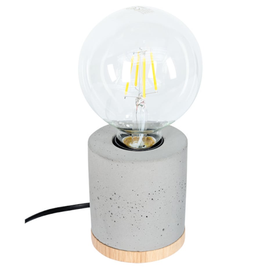 Stojąca LAMPA stołowa CESAR 88992174 Britop betonowa LAMPKA stojąca szara drewno