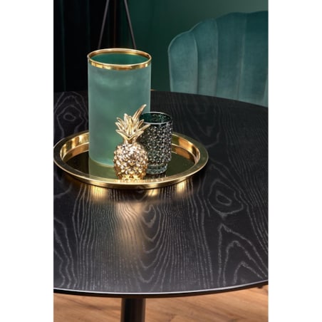 STÓŁ OKRĄGŁY 120/75 cm Beso CZARNY | ZŁOTY dla 5 osób