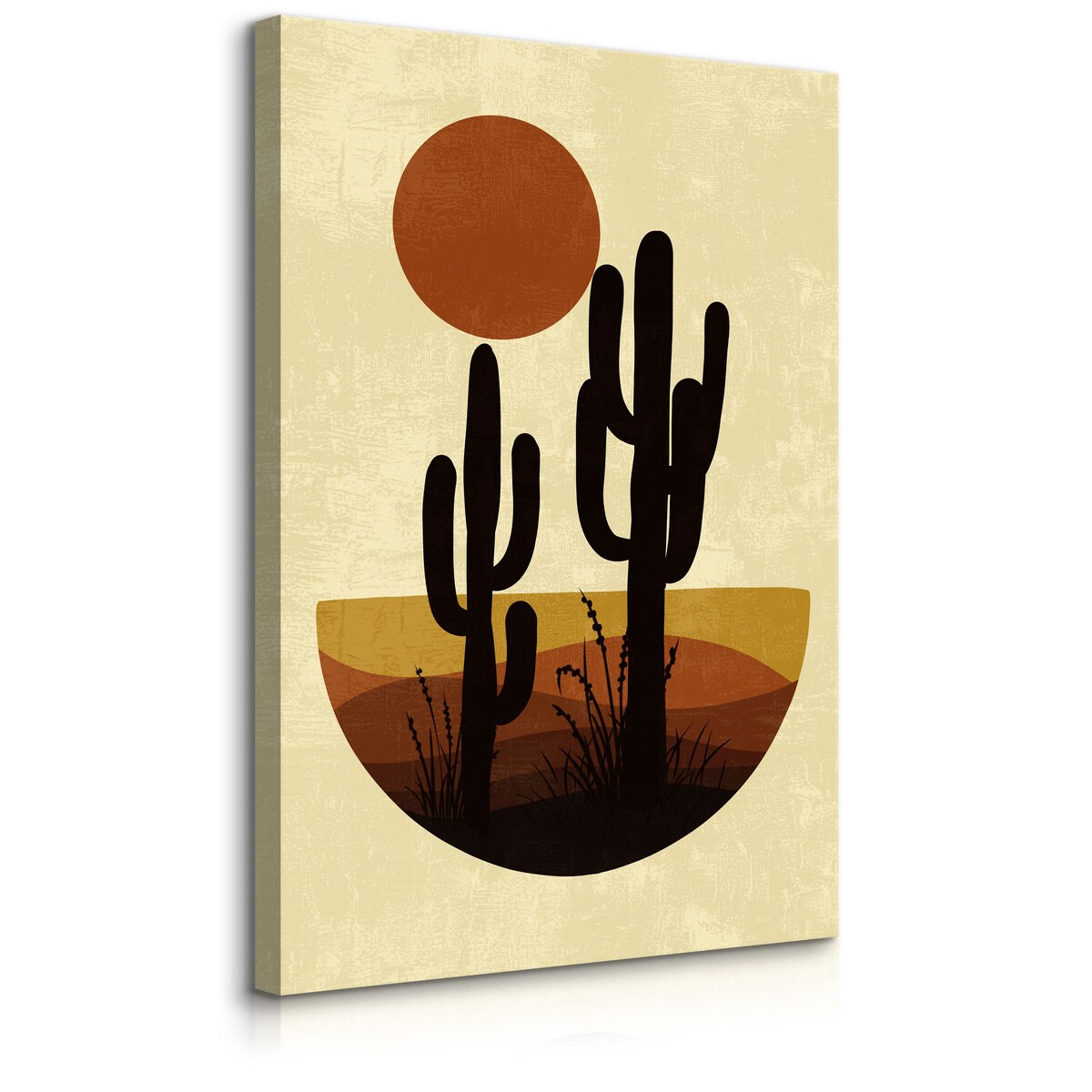 Obraz Akwarelowe Beżowe Kaktusy Pustynia Boho 80x120cm