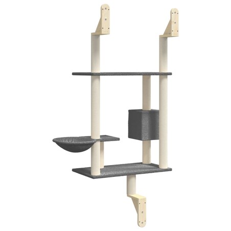 vidaXL Ścienne drzewko dla kota z drapakiem, ciemnoszare, 153 cm