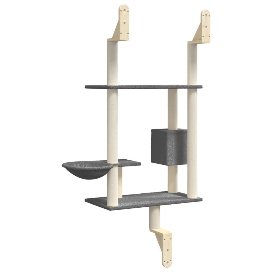 vidaXL Ścienne drzewko dla kota z drapakiem, ciemnoszare, 153 cm