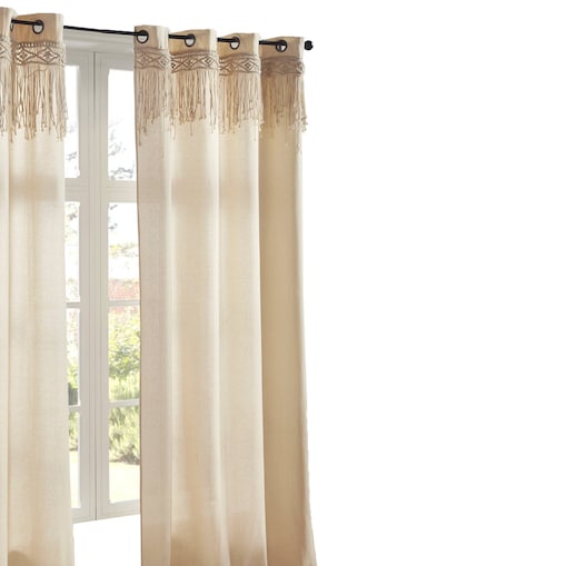 Zasłona do salonu z makramą RITUAL, 140 x 260 cm