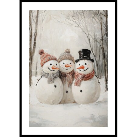 Poster Story, Plakat, Obraz - Trzy Szczęśliwe Bałwanki, wymiary 42 x 60 cm