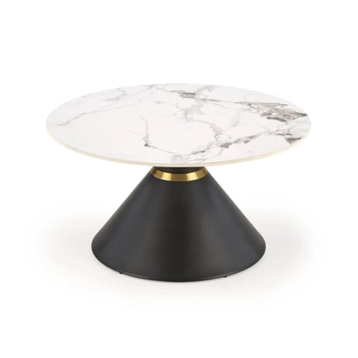Stolik kawowy GORETTI 80x80 biały marmur/czarny