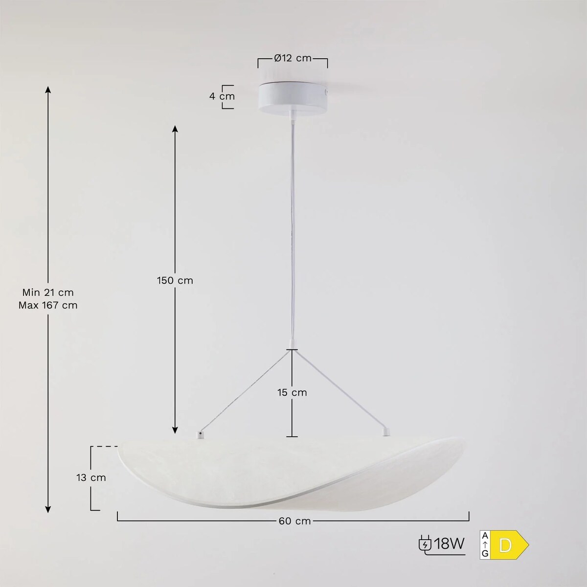Lampa wisząca LED w tkaninie Zelvon 60 cm