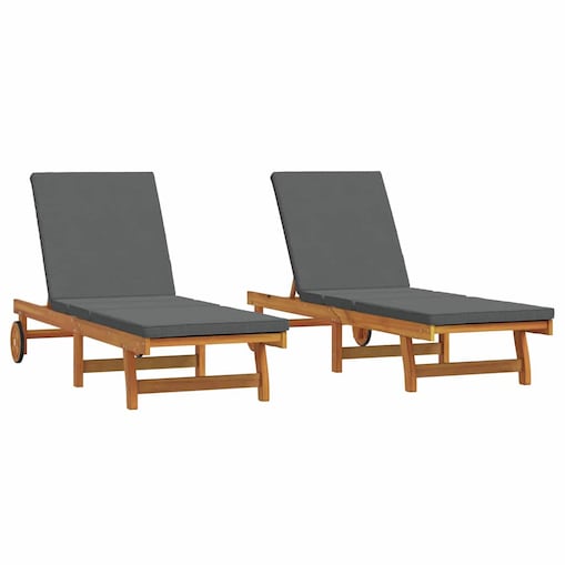 vidaXL Leżak 2 pcs Brązowy 63 x 199 x 85cm Lite drewno akacjowe