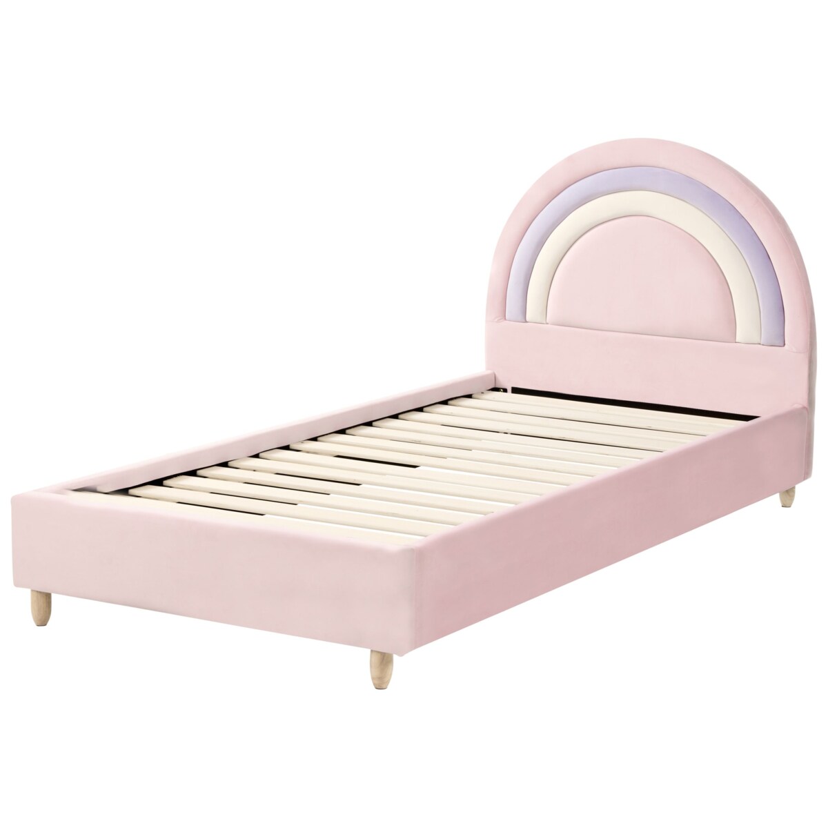 Łóżko dziecięce Tęcza Welur LANDEILLAU 90 x 200 cm Różowy