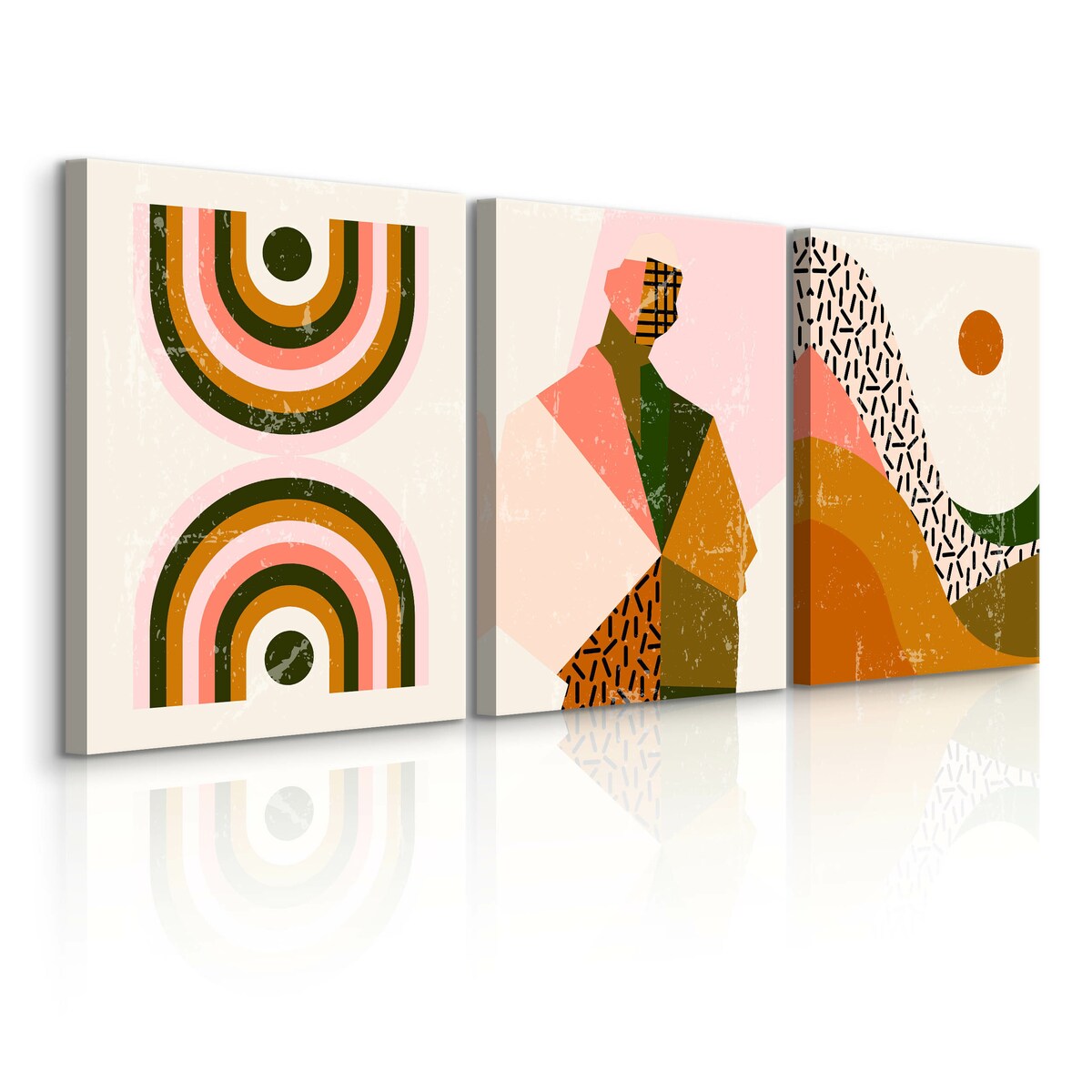 OBRAZY NA ŚCIANĘ SET STYL BOHO ABSTRAKCJA PORTRET PEJZAŻ MINIMALIZM 90x40cm