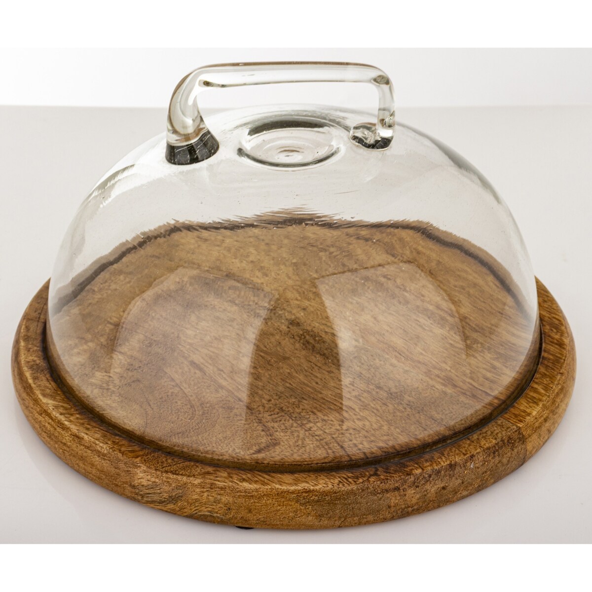 Patera z drewnianą podstawą i kloszem 17x28x28 cm MANIGLIA