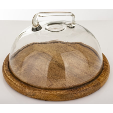 Patera z drewnianą podstawą i kloszem 17x28x28 cm MANIGLIA