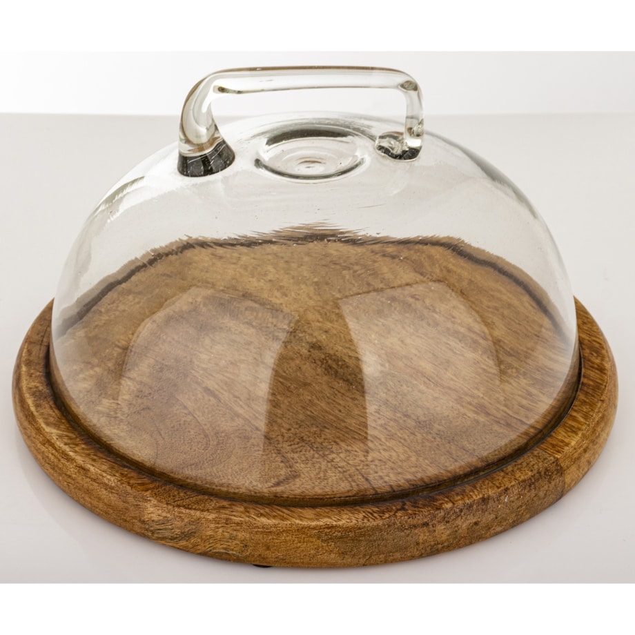 Patera z drewnianą podstawą i kloszem 17x28x28 cm MANIGLIA