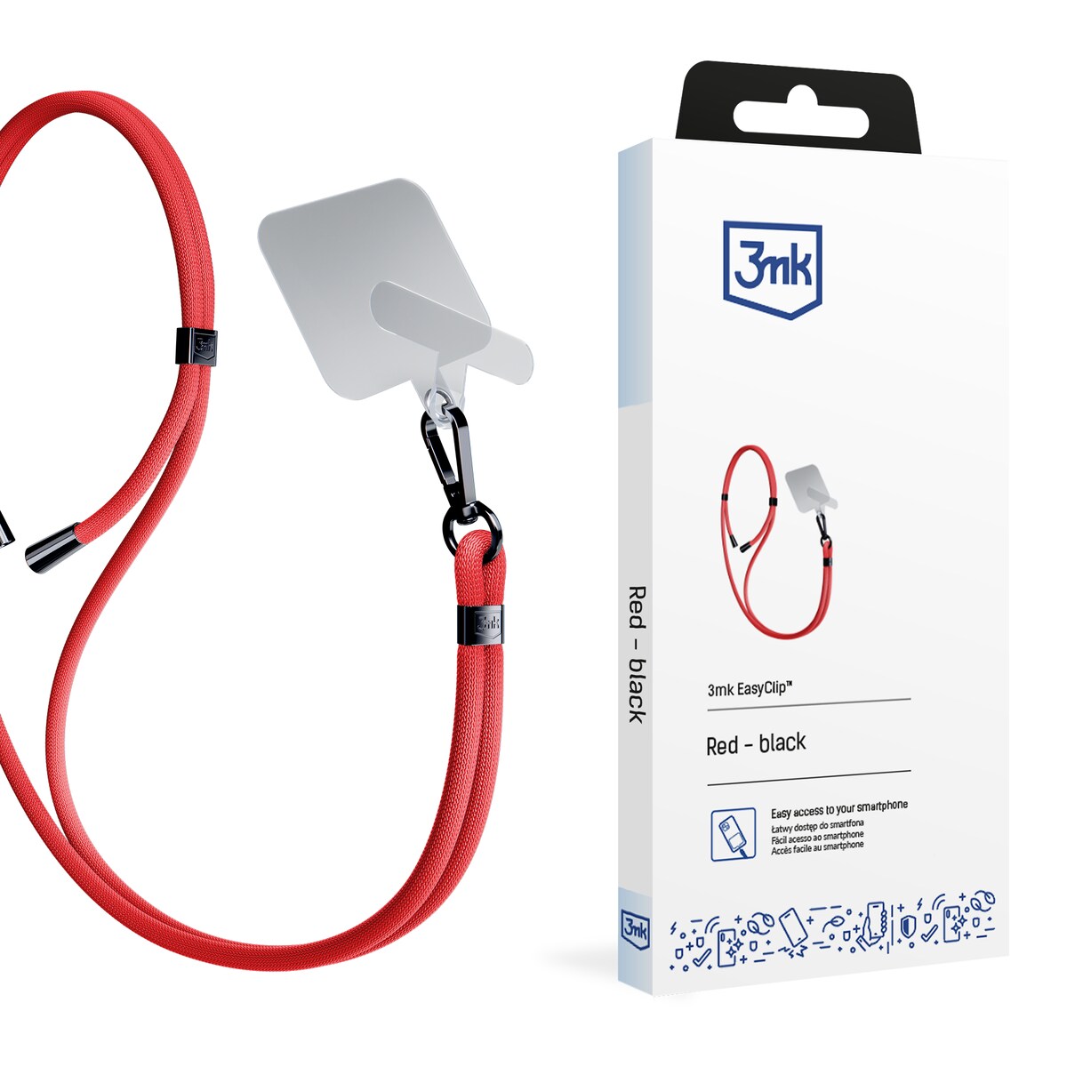 Smycz do telefonu - 3mk EasyClip Red