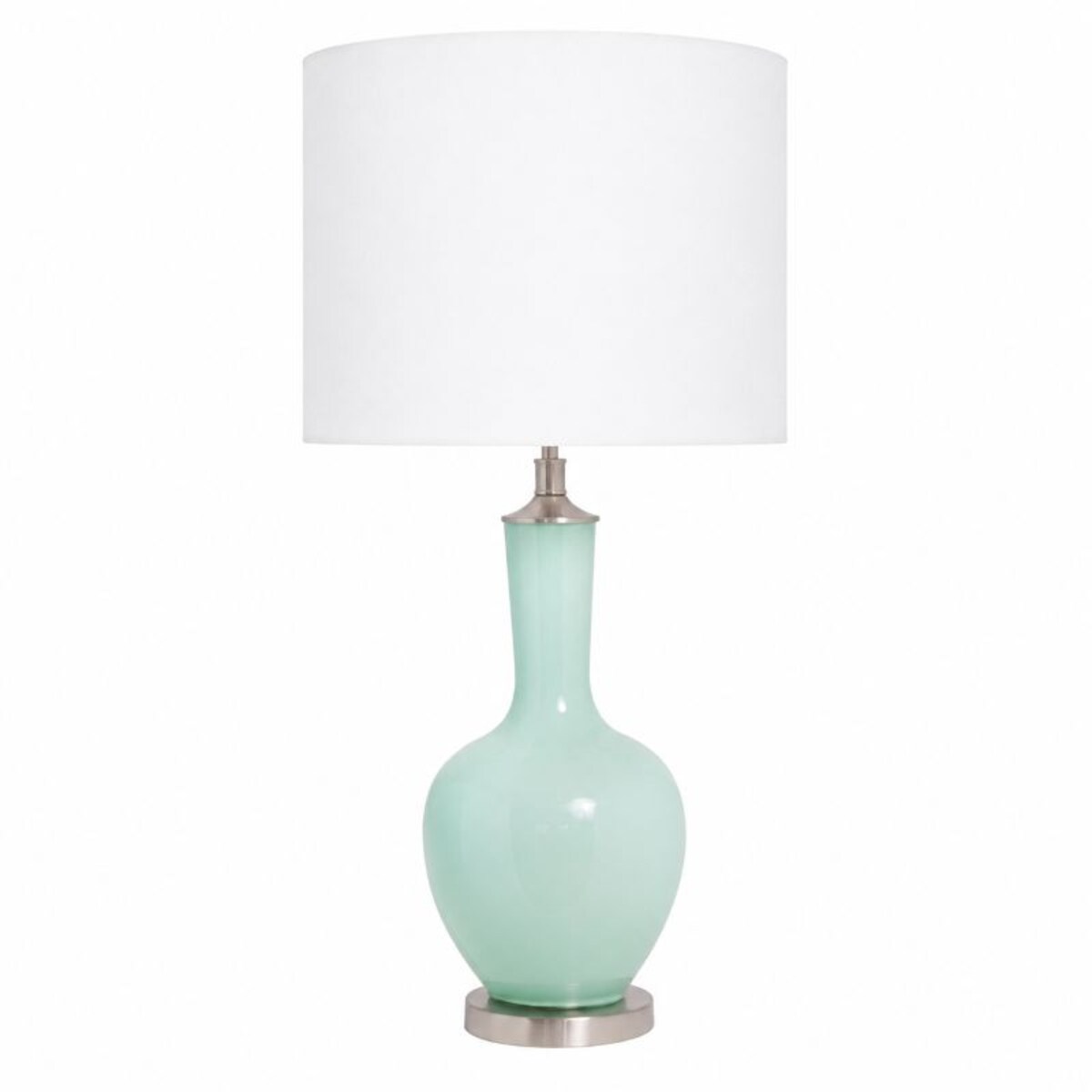 Lampa seledynowa na komodę w stylu hamptons z białym abażurem NANKIN