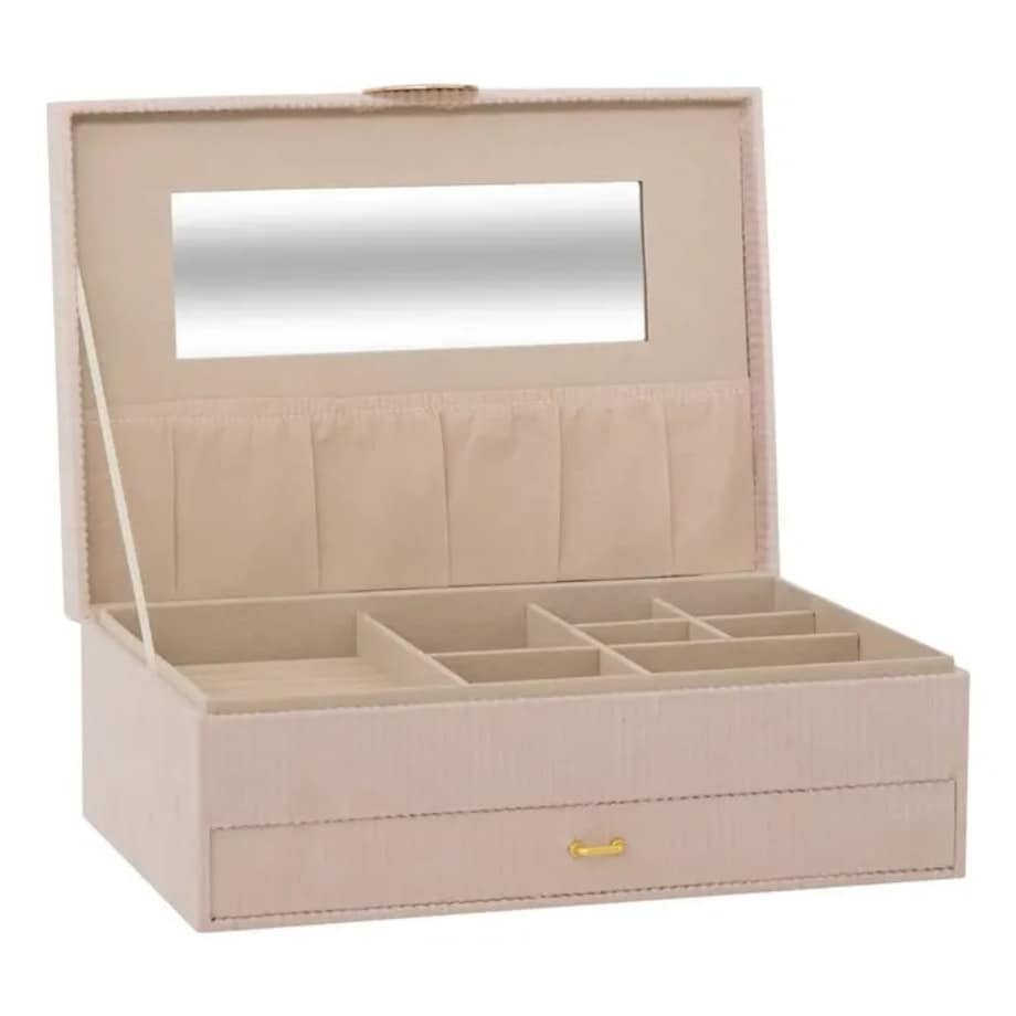 Szkatułka na biżuterię Enya, sztruksowa, 27,5x19x10 cm