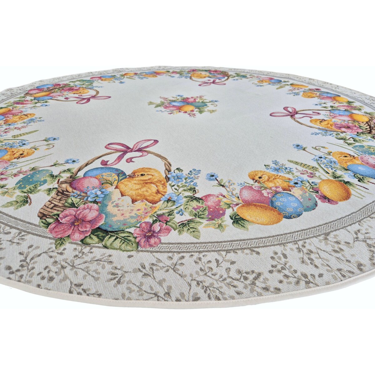 Obrus Wielkanocny 140 Cm Na Stół Ozdobny Dekoracyny Okrągły