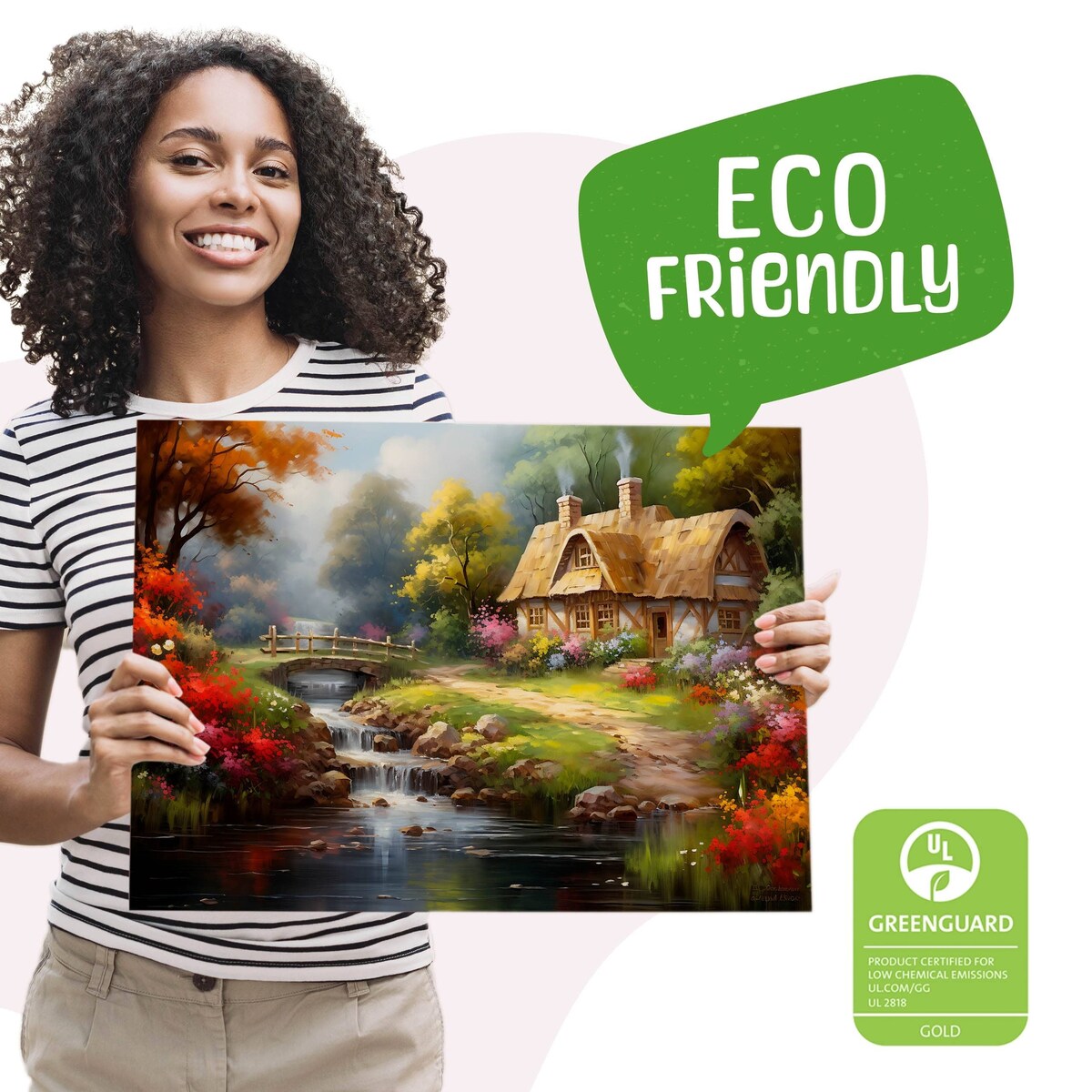 Obraz Do Jadalni Wiejska Chatka Pejzaż Kwiaty Las Natura Abstrakcja 120x80cm