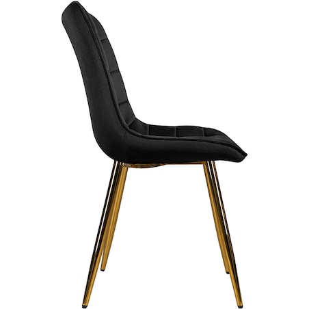 Krzesło tapicerowane czarne welurowe pikowane glamour złote nogi