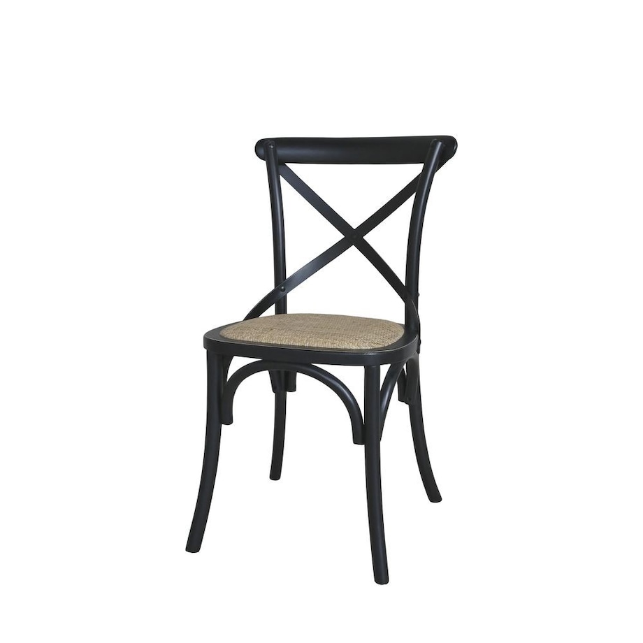 Krzesło drewno kauczukowe retro czarne Chic 2 szt.